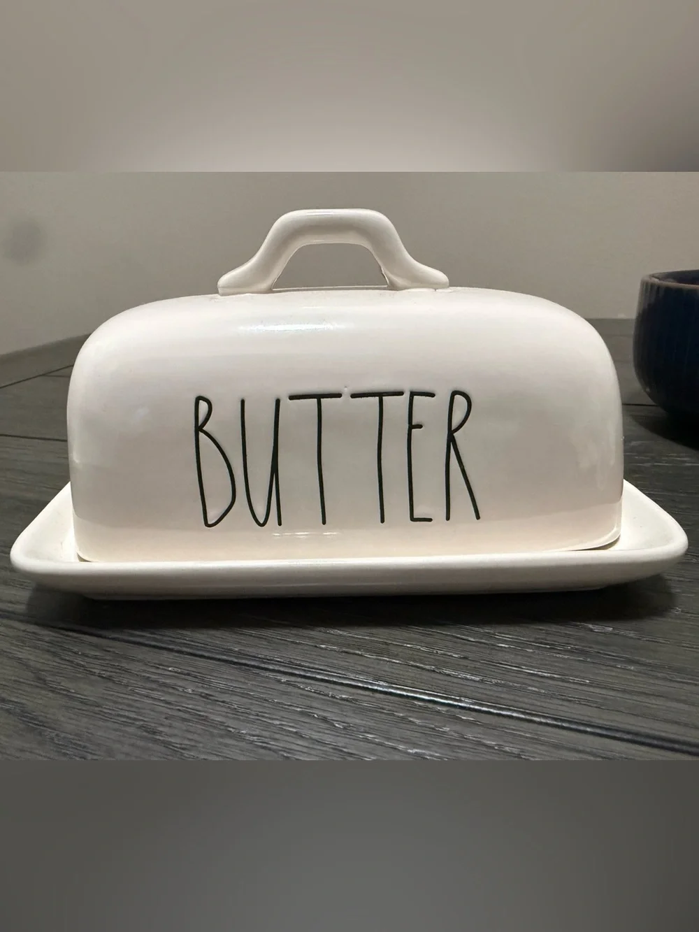Rae Dunn White Ceramic Butter Keeper with Handle